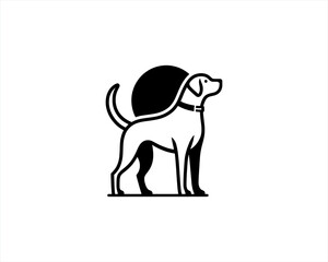 Silhouette Dog logo design icon symbol vector illustration. Black and white dog logo