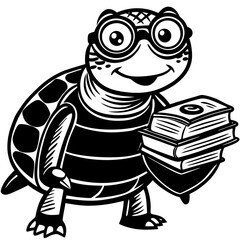 turtle with books