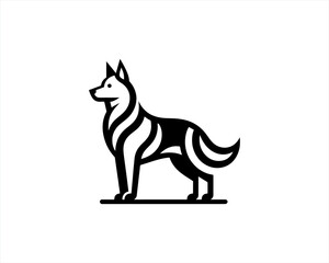 Silhouette Dog logo design icon symbol vector illustration. Black and white dog logo