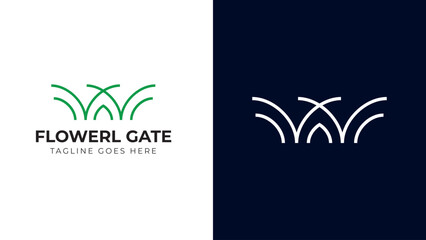 Fototapeta premium green line flowerl gate logo design vector