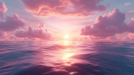 Fototapeta premium Pink sunset over calm ocean. (8)