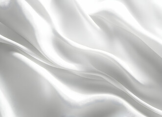 Fototapeta premium Elegant White Silk Fabric with Soft Wavy Folds and Luxurious Satin Texture