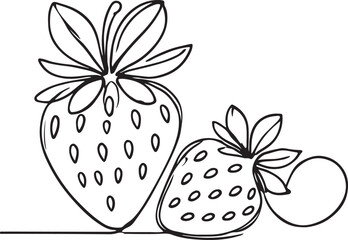 Strawberry Line Drawing Vector Clean and Simple Design