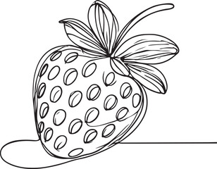 Strawberry Line Drawing Vector Clean and Simple Design