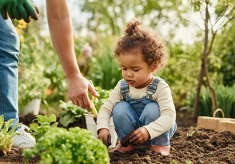 Little Gardener Helping with Planting