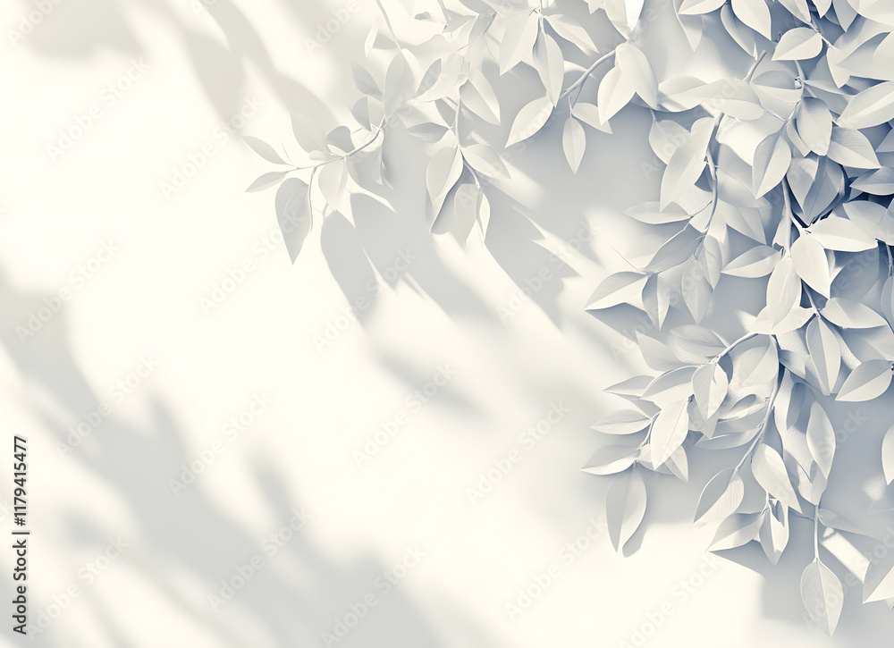 Poster monochrome leaves and shadows creating an artistic leaf pattern design with light and shade play