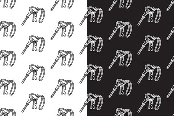 fire starter emergency survival tool doodle seamless pattern on black white background set. bush craft fire starter background. magnesium rod handle wallpaper. pattern background with fire starter