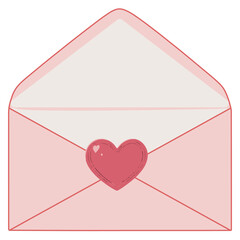 Pink envelope with heart seal, the symbol of love in minimalist design