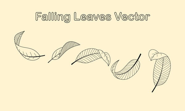 Falling leaves isolated collection. Leaf floating and flying in the air. Vector Illustration.