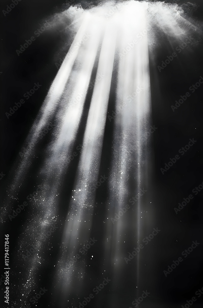 Aufkleber mystical light beams breaking through dark shadows from above in a shimmering display