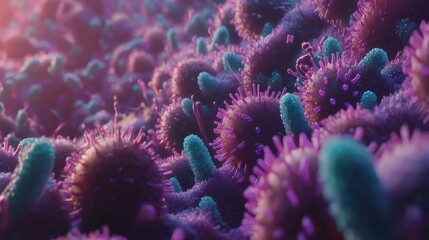 Fototapeta premium Vivid Microscopic View of Colorful Bacteria in a Petri Dish