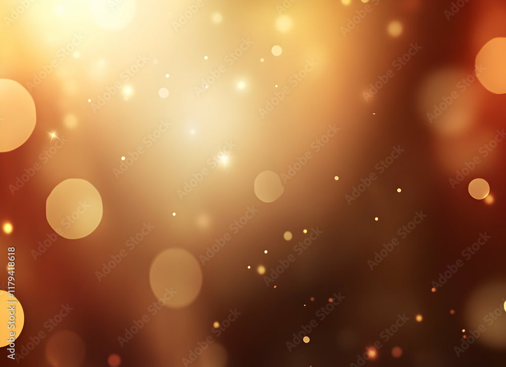 Poster golden bokeh background with floating light particles and warm glowing atmosphere