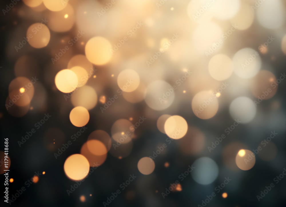 Poster glowing bokeh background with warm golden lights and soft defocused circles for festive atmosphere