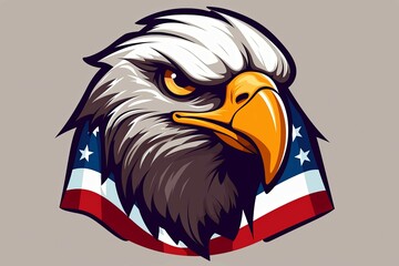 Obraz premium Majestic Bald Eagle Head: American Patriotism in Bold Vector Art