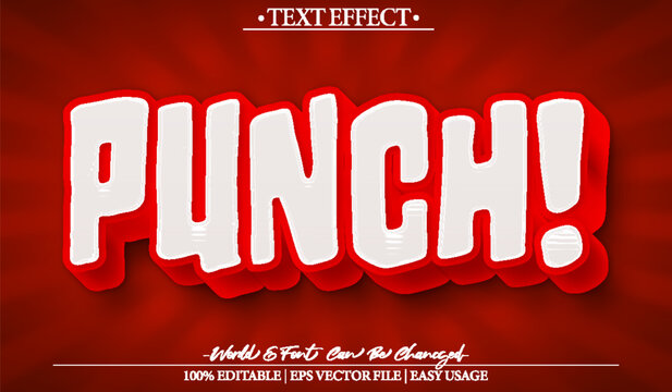 Red Punch Vector Text Effect Editable Alphabet Cartoon Amazed