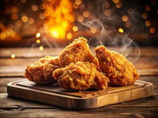Crispy Fried Chicken, Four Pieces, Gourmet Food Photography