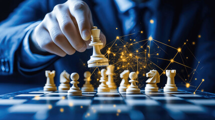 Strategic chess move during a competitive match in a modern setting with digital elements. Generative AI