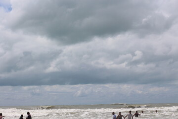 Beautiful dark dramatic sky with stormy clouds before rain or snow. Thunderstorm heaven landscape....