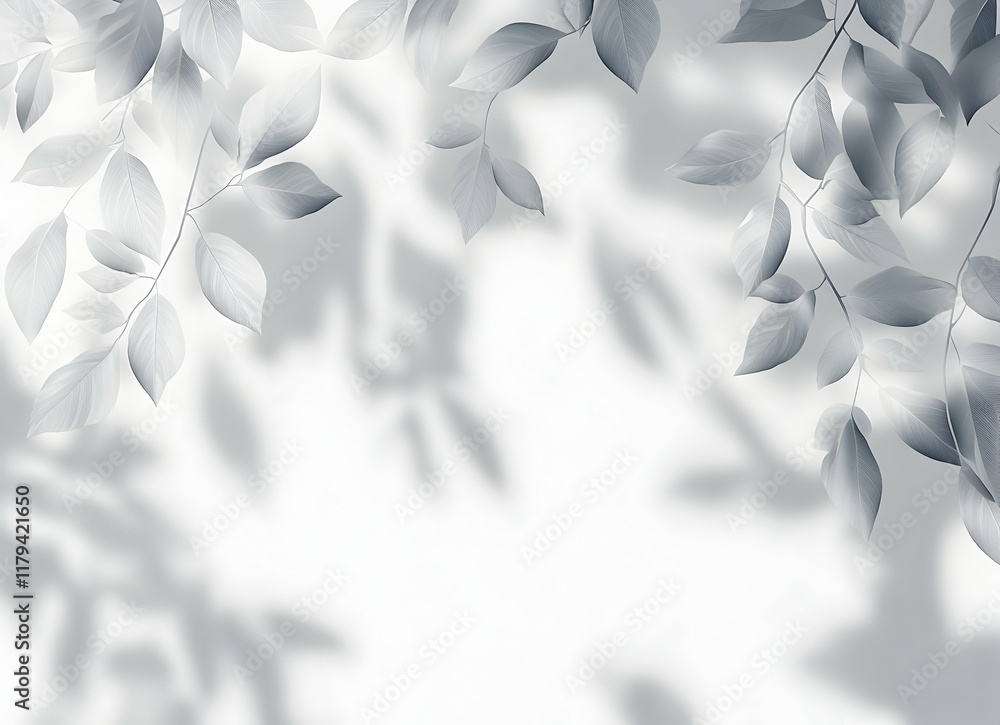 Aufkleber elegant leaf shadows cast on a soft white background creating a calm and serene atmosphere