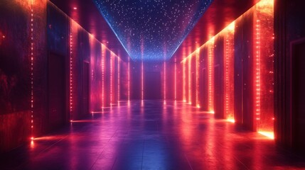 red neon light at the bar entrance