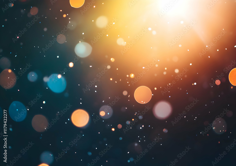 Aufkleber stunning abstract image of colorful light particles with bokeh effect and warm glow in motion