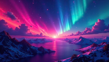 Naklejka premium Glowing aurora of swirling colors in the void, void, calming, swirling