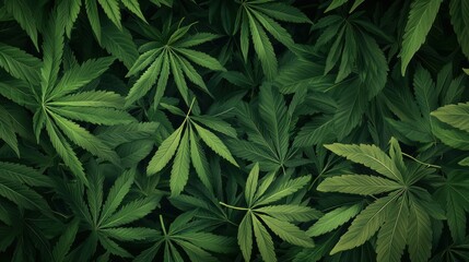 Lush Green Cannabis Leaves: A Close-Up View of Cannabis Foliage