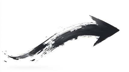An aesthetic minimalistic black arrow, drawn with a brush, directed towards the right.
