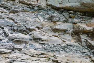 Pha Taem National Park, Ubon Ratchathani, Mekong River, see prehistoric paintings on the cliff, strangely shaped stone pillars and a small field of colorful flowers in late rainy season, early winter.