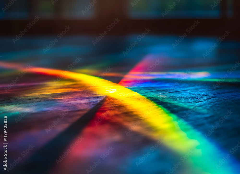 Poster vibrant abstract light reflection on surface in tranquil setting with rich color gradients and shado