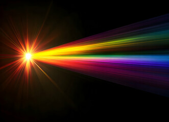 Vibrant Spectrum of Light Refraction in Dark Space with Colorful Rainbow Emission
