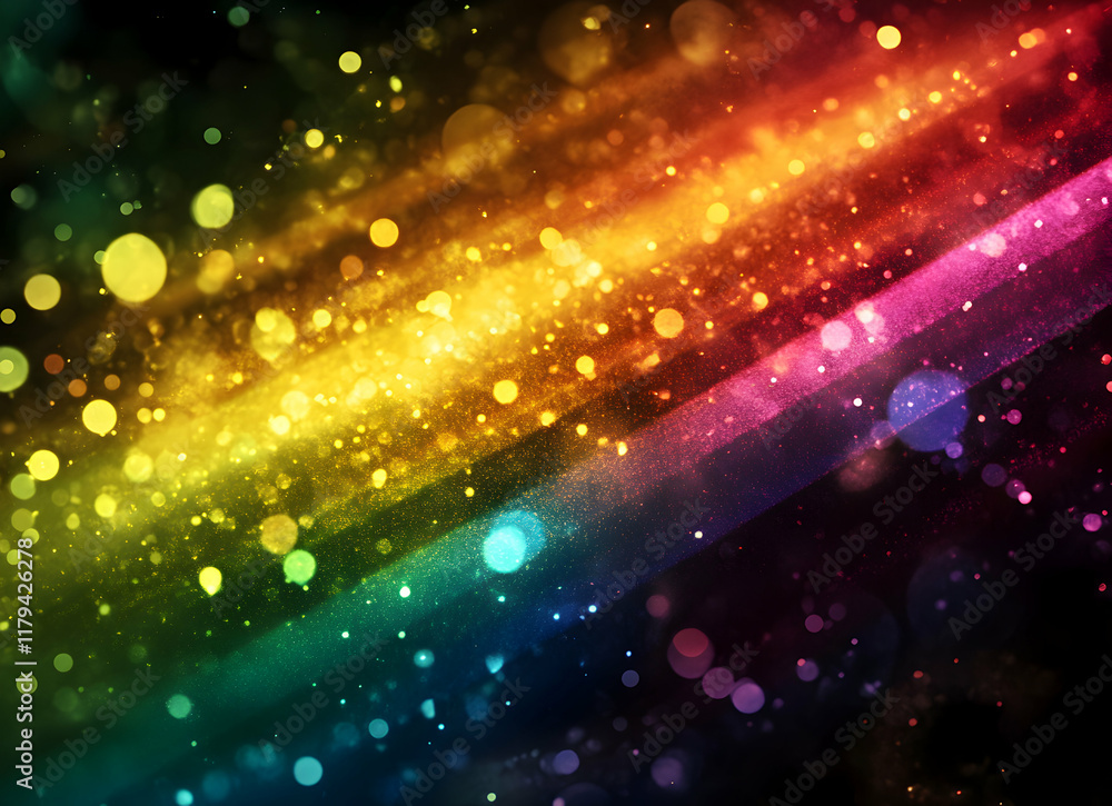 Poster Vibrant Spectrum of Colorful Abstract Light and Sparkle Patterns in Motion