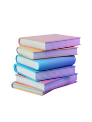 Colorful Cartoon-Style Stack of Books on White Background