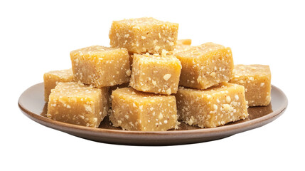Barfi on plate isolated white background
