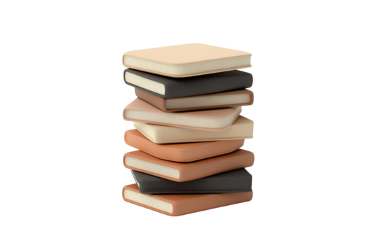 Colorful Cartoon-Style Stack of Books on White Background