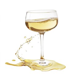 PNG of Champagneglass with champagne init spilling out, png,subject floating behind