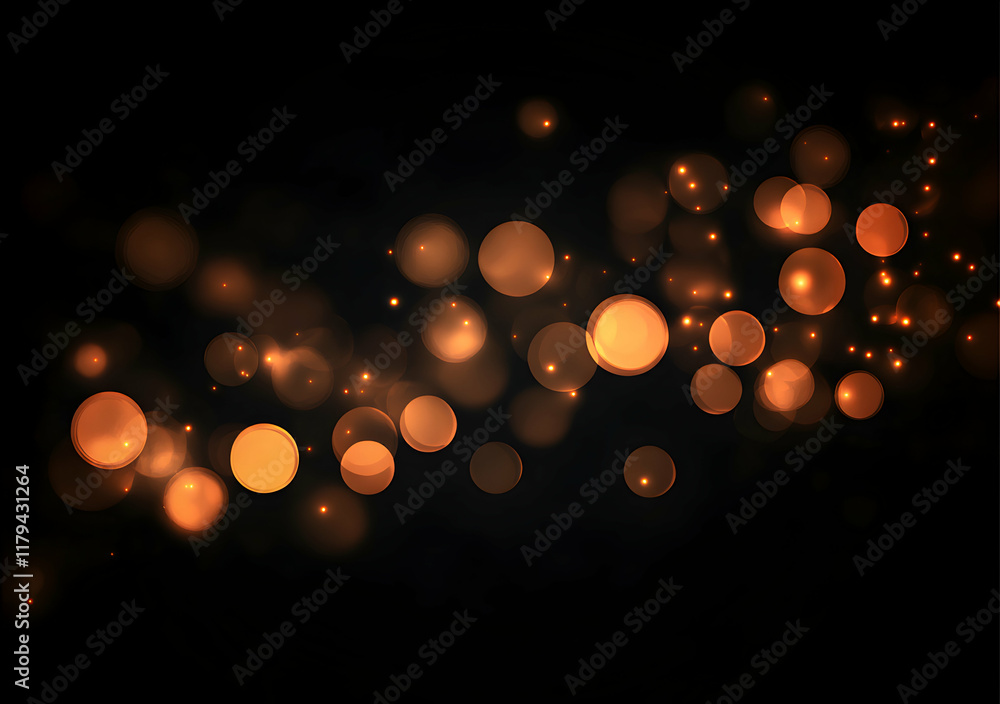 Aufkleber abstract glowing light circles on black background with bokeh effect illuminating