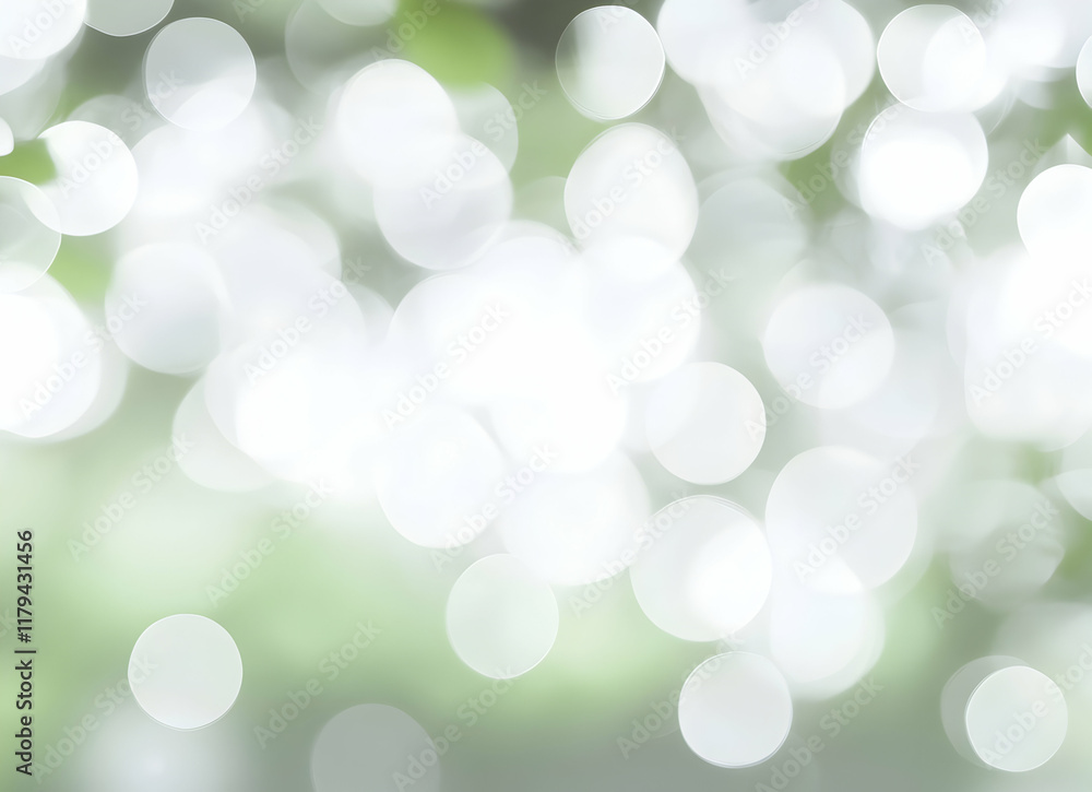 Poster abstract blurred bokeh light dots with green background in soft focused style