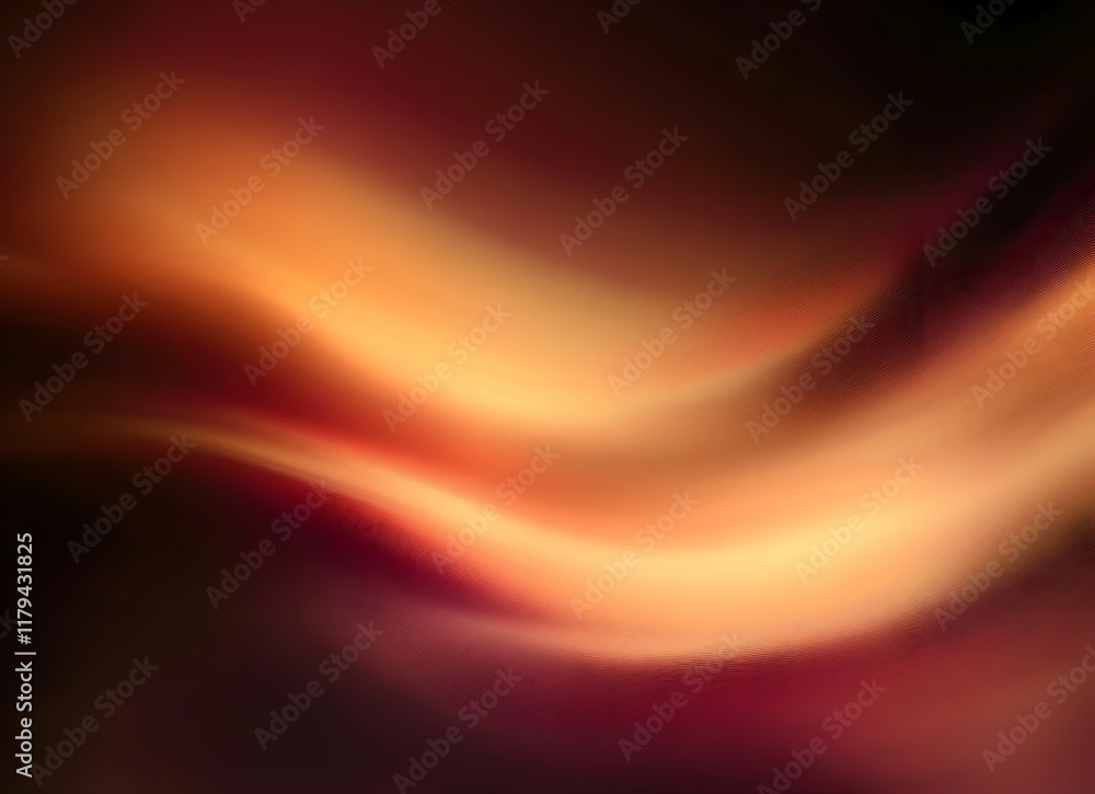 Poster abstract waves of warm colors with soft glow creating a sense of movement and flow