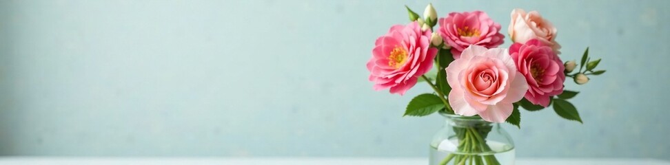 Delicate floral arrangement in a clear glass vase, florals, flowers
