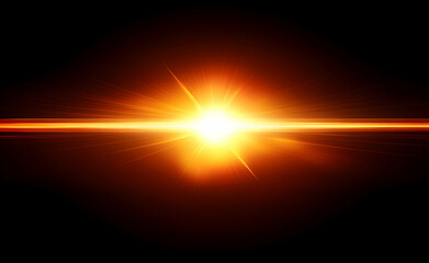 Captivating Sunburst with Radiant Orange Glows Against a Deep Black Background
