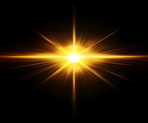 Radiant Abstract Light Burst with Golden Rays on Black Background