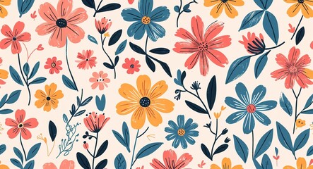 Simple handdrawn flower patterns background or illustration for casual charm