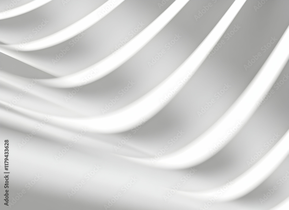 Poster abstract white curves and lines in minimalist design with soft focus and smooth flowing patterns