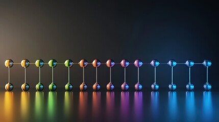 Colorful Molecular Structure on Black Background