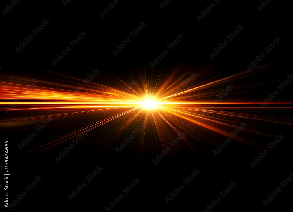 Aufkleber dynamic burst of light rays unfolding in a dark background with fiery energy glow
