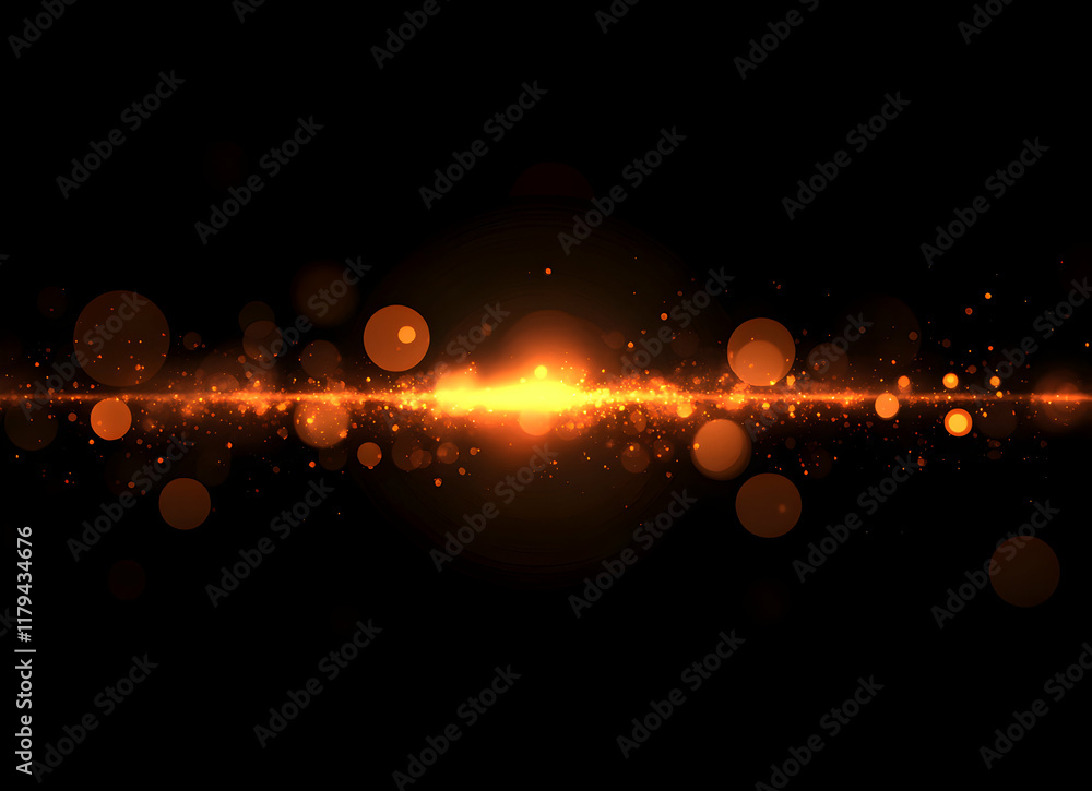 Poster dynamic abstract light burst with glowing bokeh on dark background