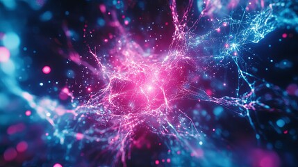 Abstract Neon Network: Pink and Blue Energy Burst