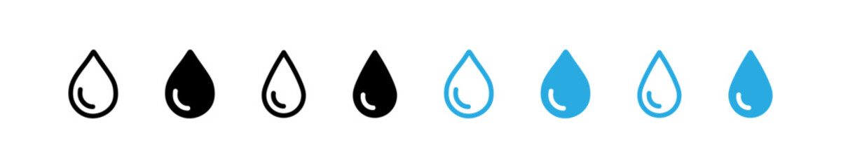 Water drop icon simple set. Liquid oil sign . Rain, raindrop shape symbol in vector flat style.