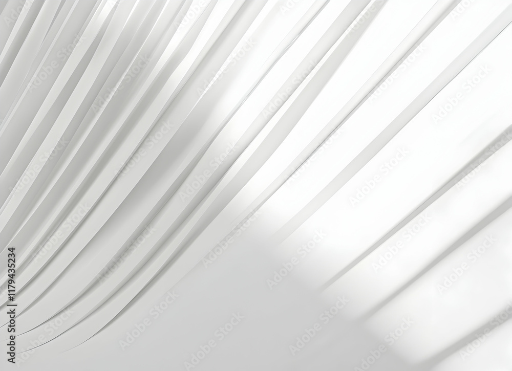 Poster abstract white geometric lines with soft shadows creating a futuristic and minimalist aesthetic
